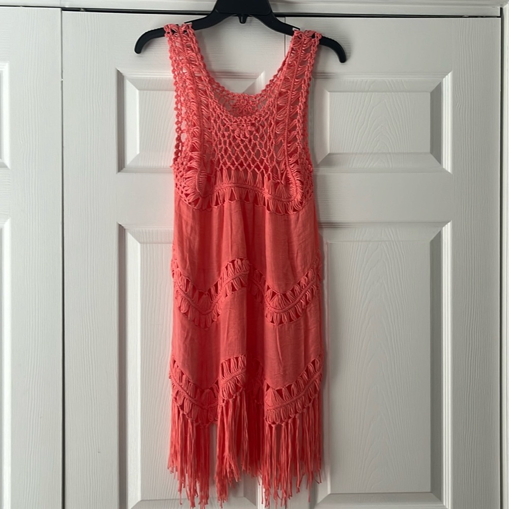 Ladies Peach Color crocheted Swimsuit cover up